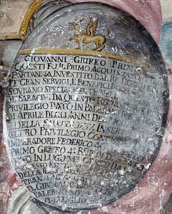 Castello Grifeo a Partanna, affresco delle origini, lo scudo di Giovanni I Grifeo